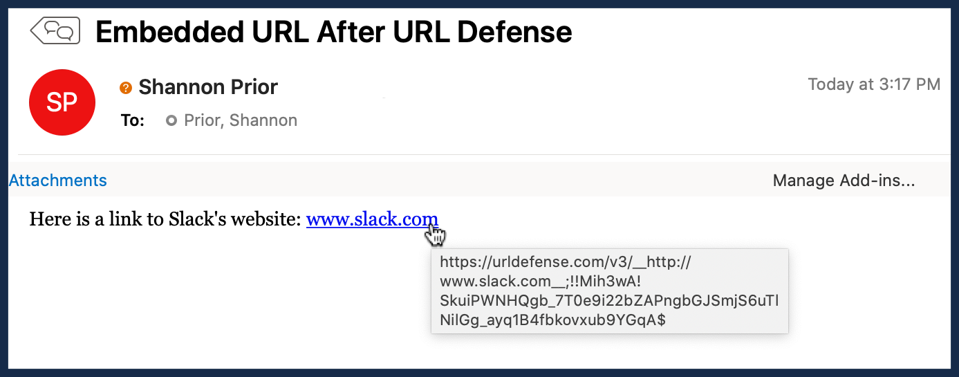 Embedded URL After URL Defense