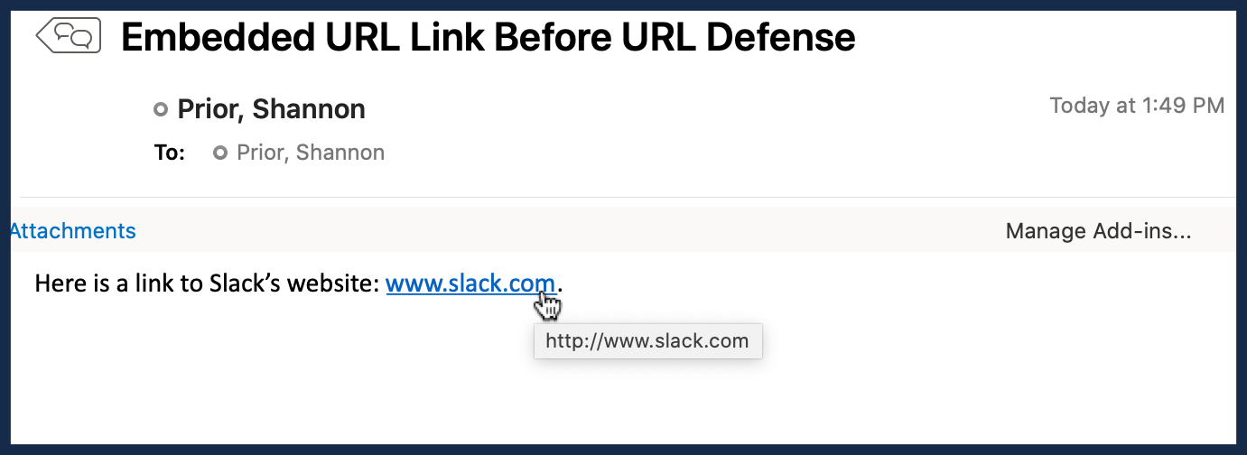 Embedded URL Link Before URL Defense