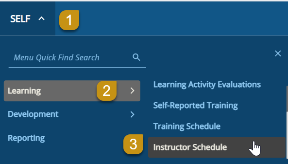 Instructor schedule screenshot