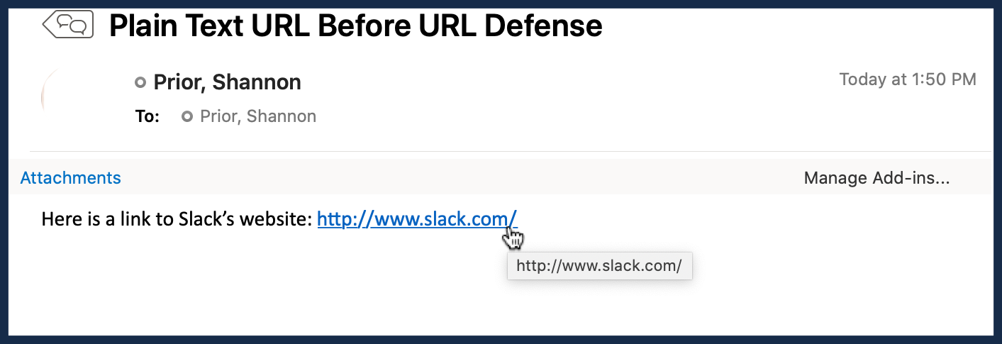 Plain Text URL Before URL Defense