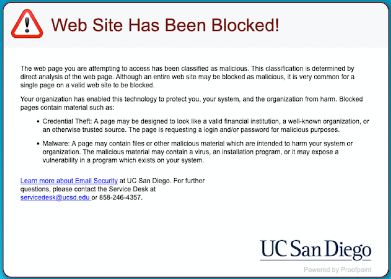 Main Campus Website Blocked Warning Sign