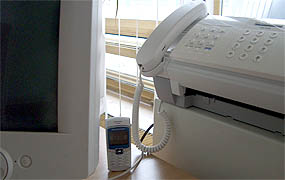 Computer monitor, cell phone, and fax machine