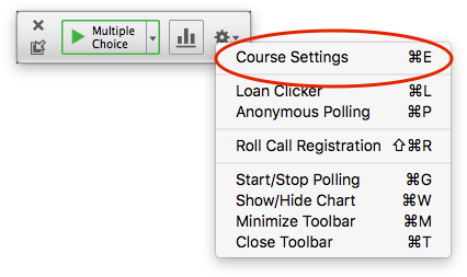 iClicker session toolbar