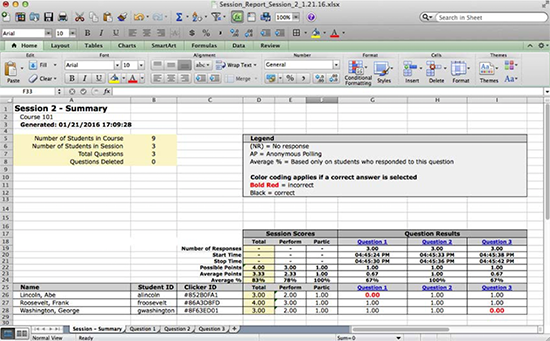 Session Summary Report in Excel