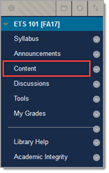 menu content