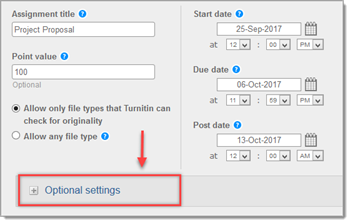 turnitin optional settings