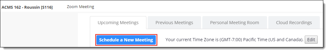 Zoom Meeting - Schedule a New Meeting