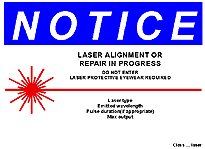 Laser alignment or repair sign
