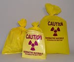 Yellow radioactive waste bag