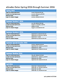 eGrades calendar screenshot