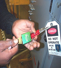 Energy source that has been locked & tagged out for setup, service or repair - Source: California Dept of Industrial Relations