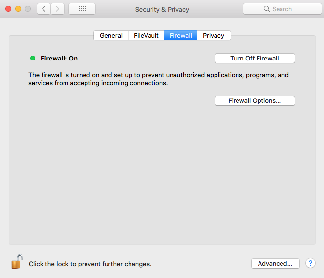 Mac Firewall Settings