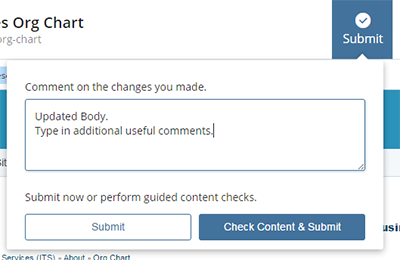 Edit page comment box screenshot