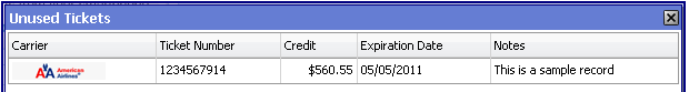 unused ticket