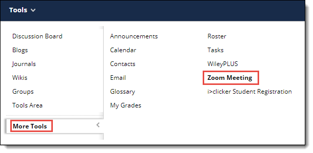 Zoom Meeting TritonEd Course Tool