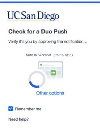 duo screen with remember me checkbox