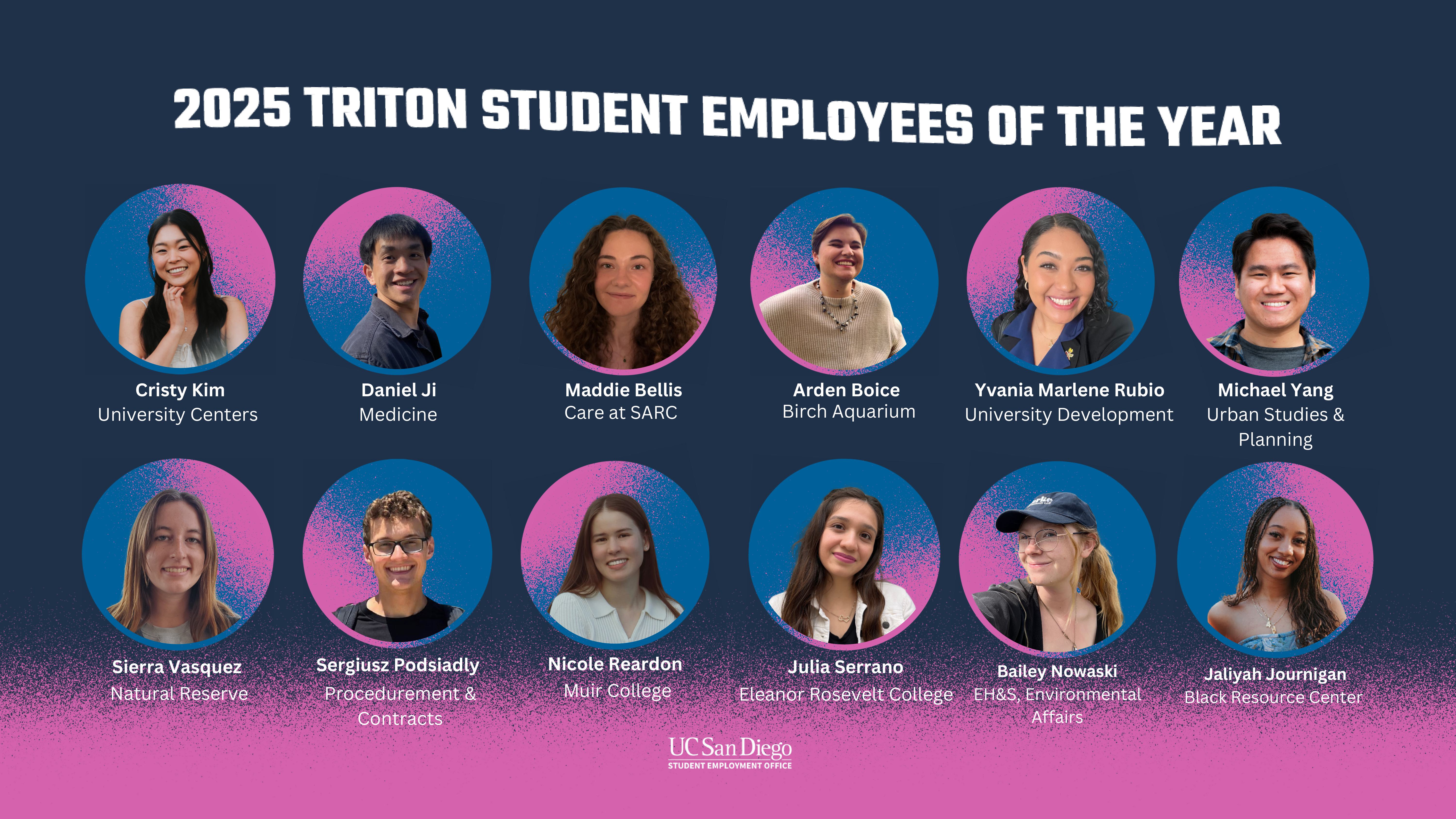 2025 Triton Student Employee of the Year Recipients