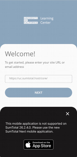 SumTotal Mobile App Error Message Screenshot