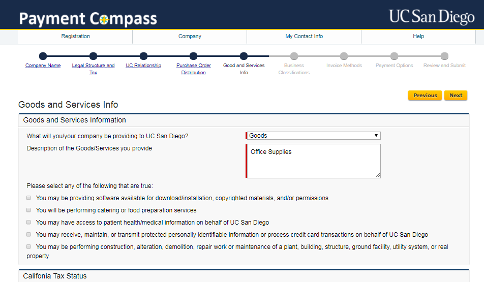 Payment Compass Registration