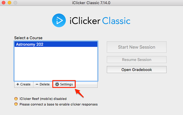 iClicker course settings