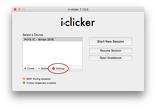 iClicker main window