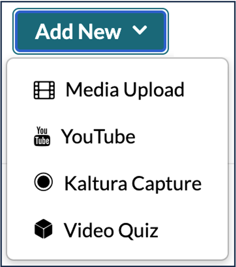 A screenshot of the "Add New" menu in "My Media."