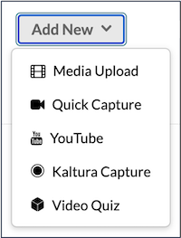 A screenshot of the "add new" menu.