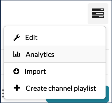 A screenshot of the "channel actions" menu.