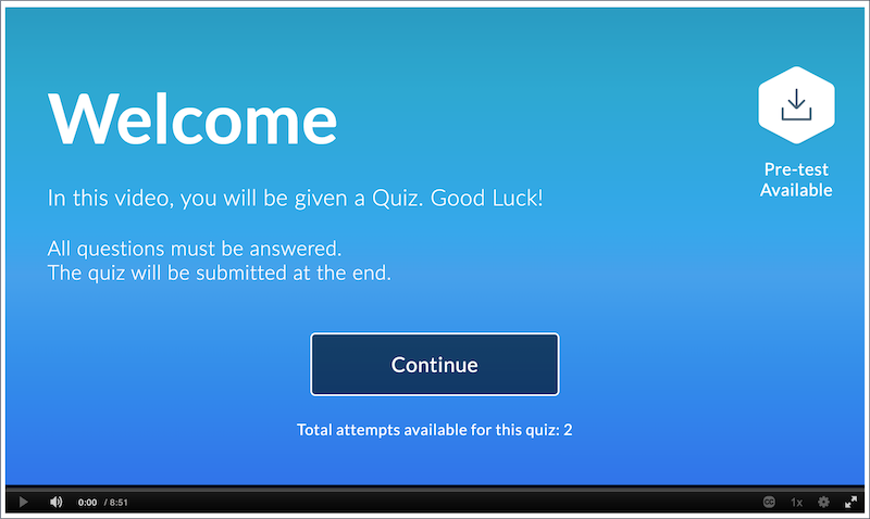 A screenshot of a quiz "welcome" screen.