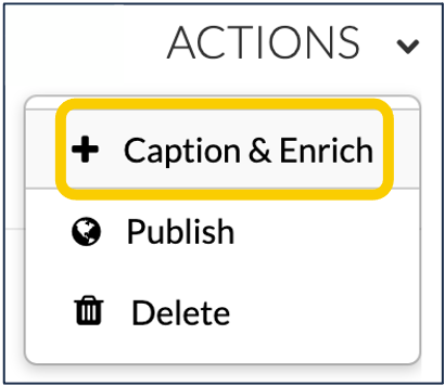 A screenshot of the "Actions" menu.