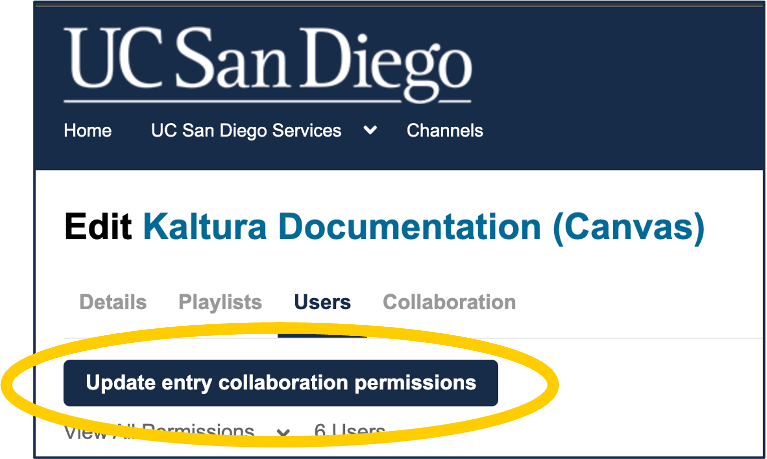 A screenshot of the "update entry collaboration permissions" button.
