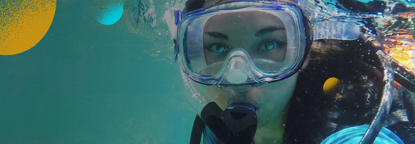 Woman's face with snorkel