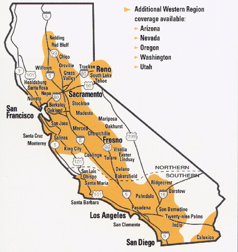 Coverage map of California