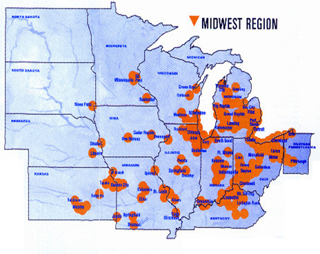 Midwest region map