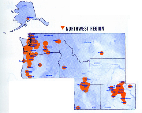Map of northwest region