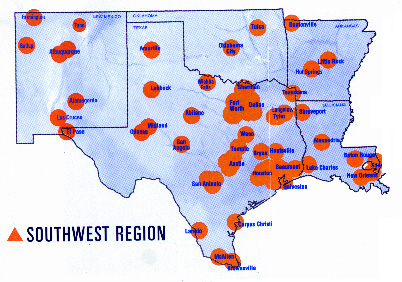 Coverage map of southwest region