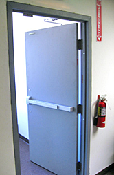 Exit fire door propped open