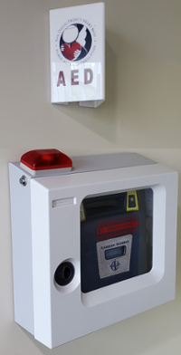 Wall-mounted AED and open AED unit