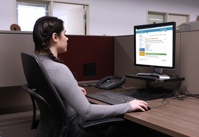 desk worker on computer