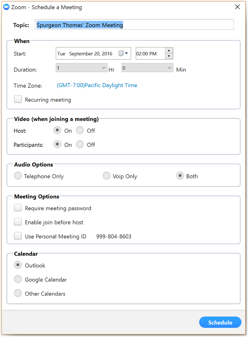 zoom schedule meeting with different meeting id