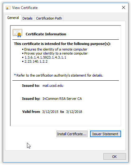 verify security certificate