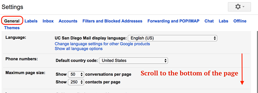 Gmail general settings