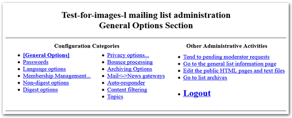 General options screenshot