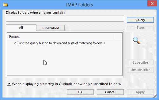 Subscribe to IMAP folders