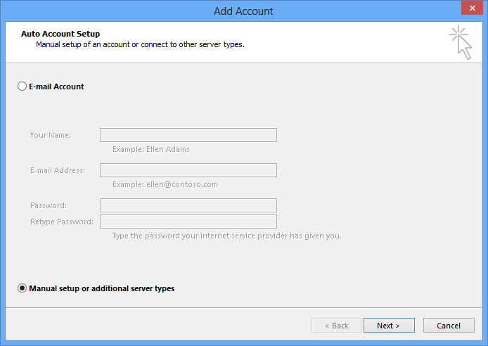 Manual config choice screen