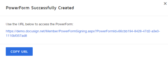Create PowerForm success screenshot