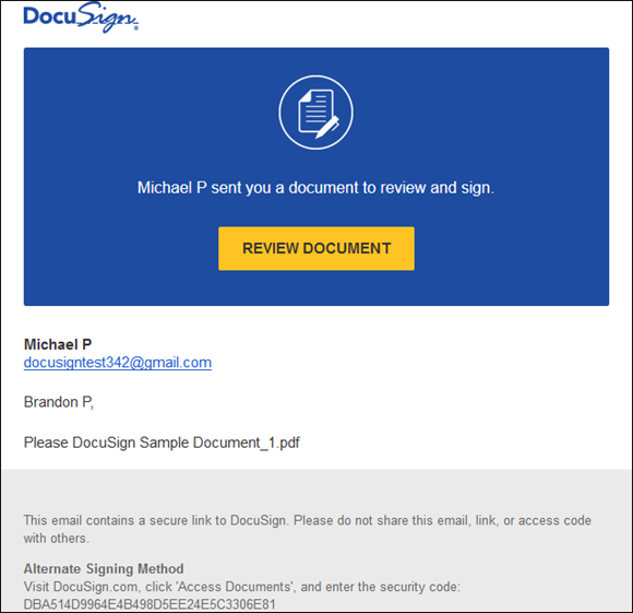 DocuSign sing-in screen