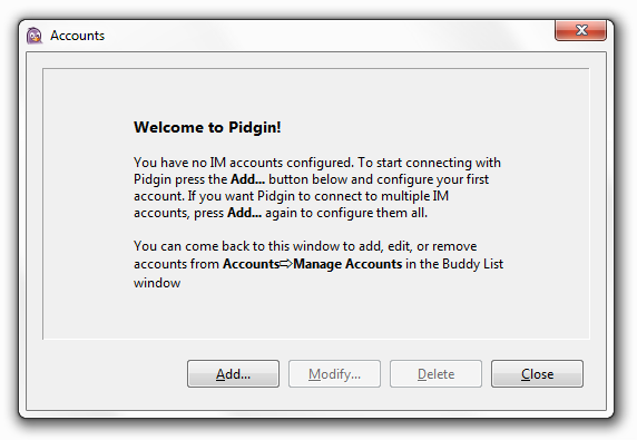 Win Pidgin Existing Account