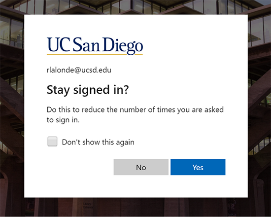 UC San Diego stay logged in question screen