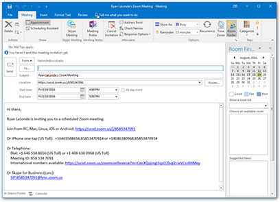 Outlook screen from Zoom